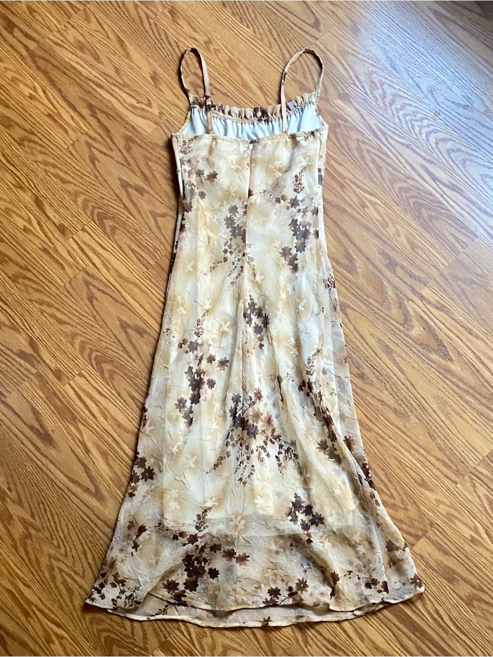 Y2K Charlotte Russe Floral Tie-Front Slip Dress in Beige and Brown - Picture 2 of 7